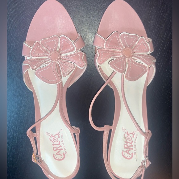 Carlos X Carlos Santana Pink Flower Wedge Sandal - Picture 2 of 4